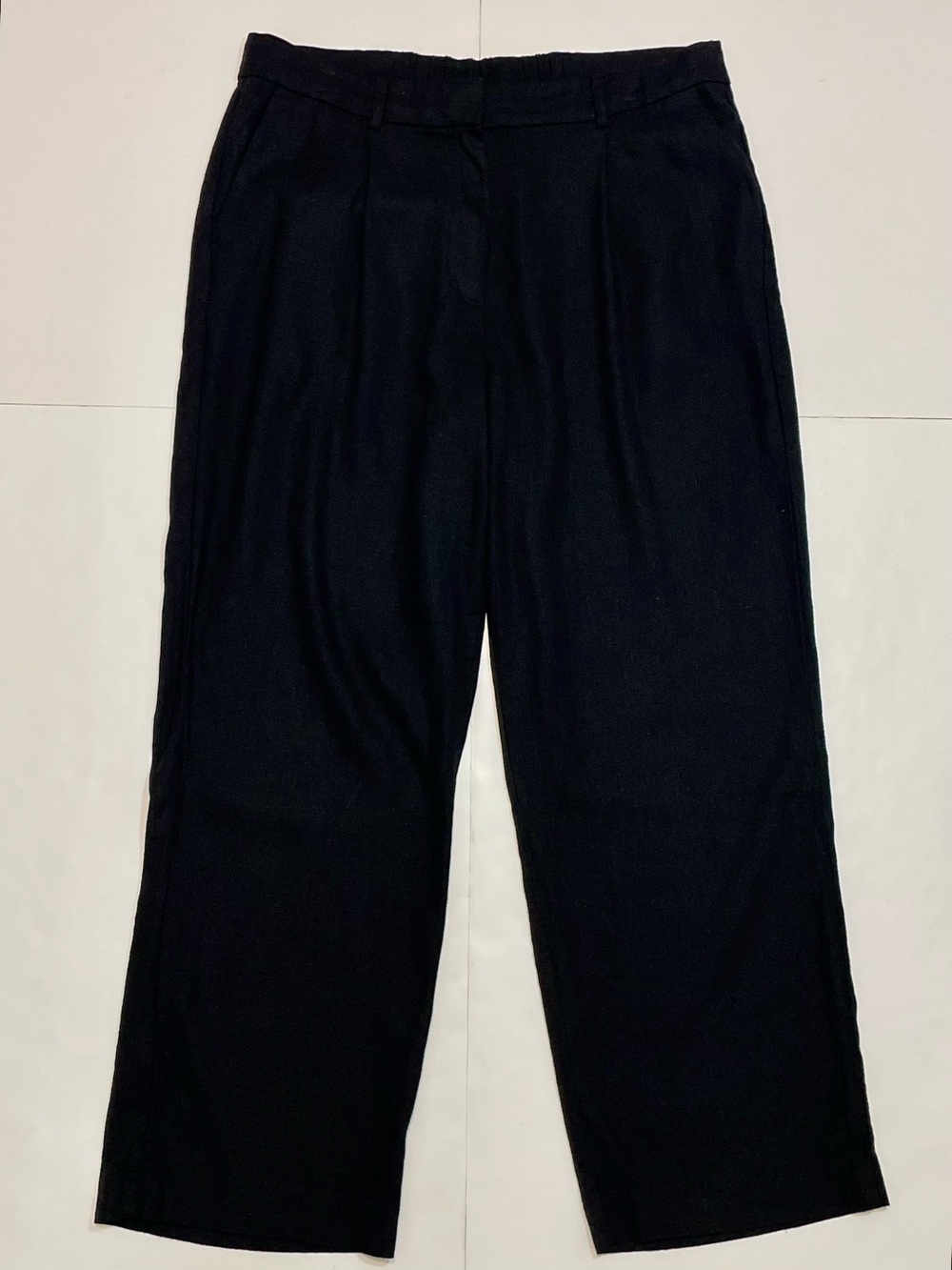 Old Navy Taylor Wide-Leg Trouser Pants Extra High-Rise Linen Blend Black Size L
